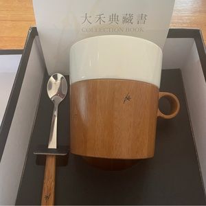 Dahe Bamboo Coffee Mug Cup Set Porcelain Gift Box Spoon Taiwan Larry Liu White